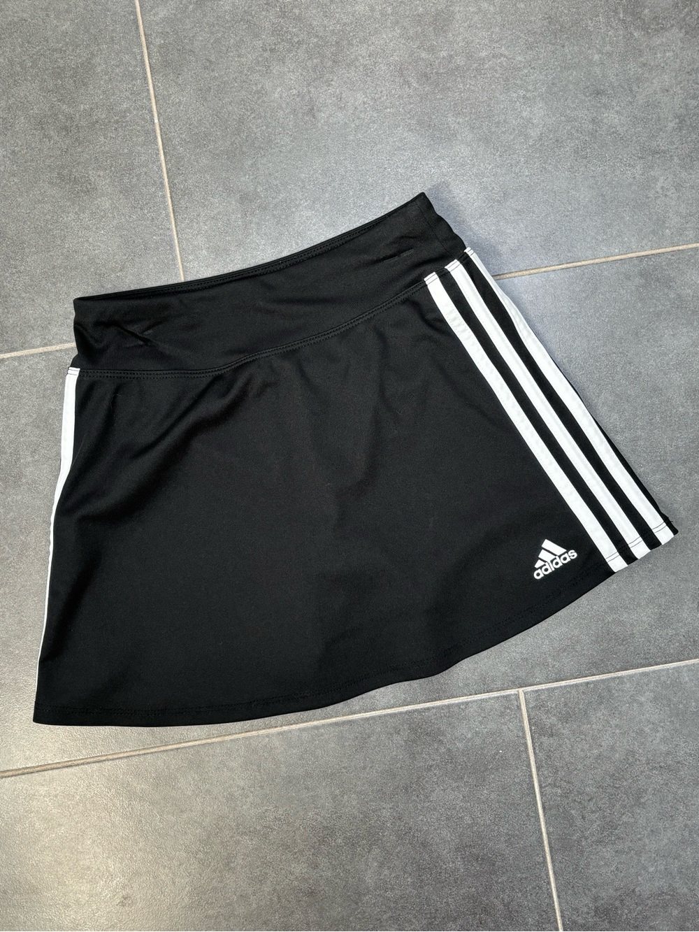adidas Black Skort with White Three-Stripes